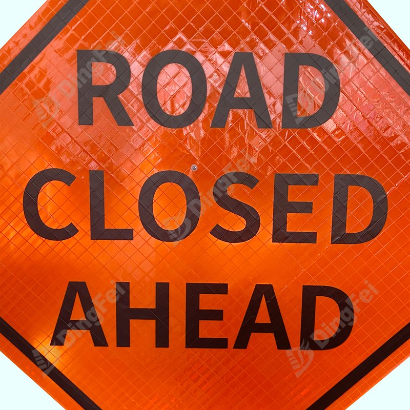 Road Closed Ahead Roll Up Traffic Sign - 